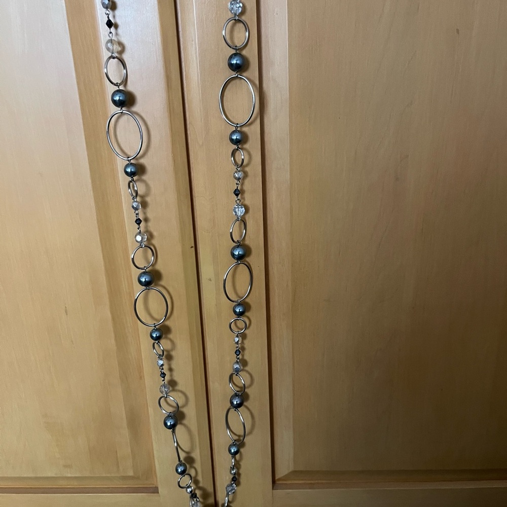 Lia Sophia Silver and Black Beaded Necklace